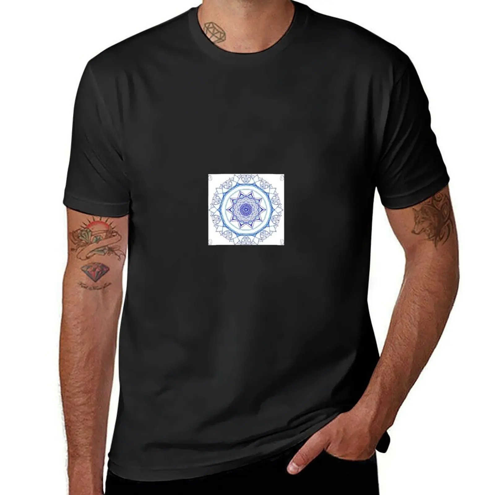 Mandala Delft Blue T-Shirt hippie clothes customs mens plain t shirts