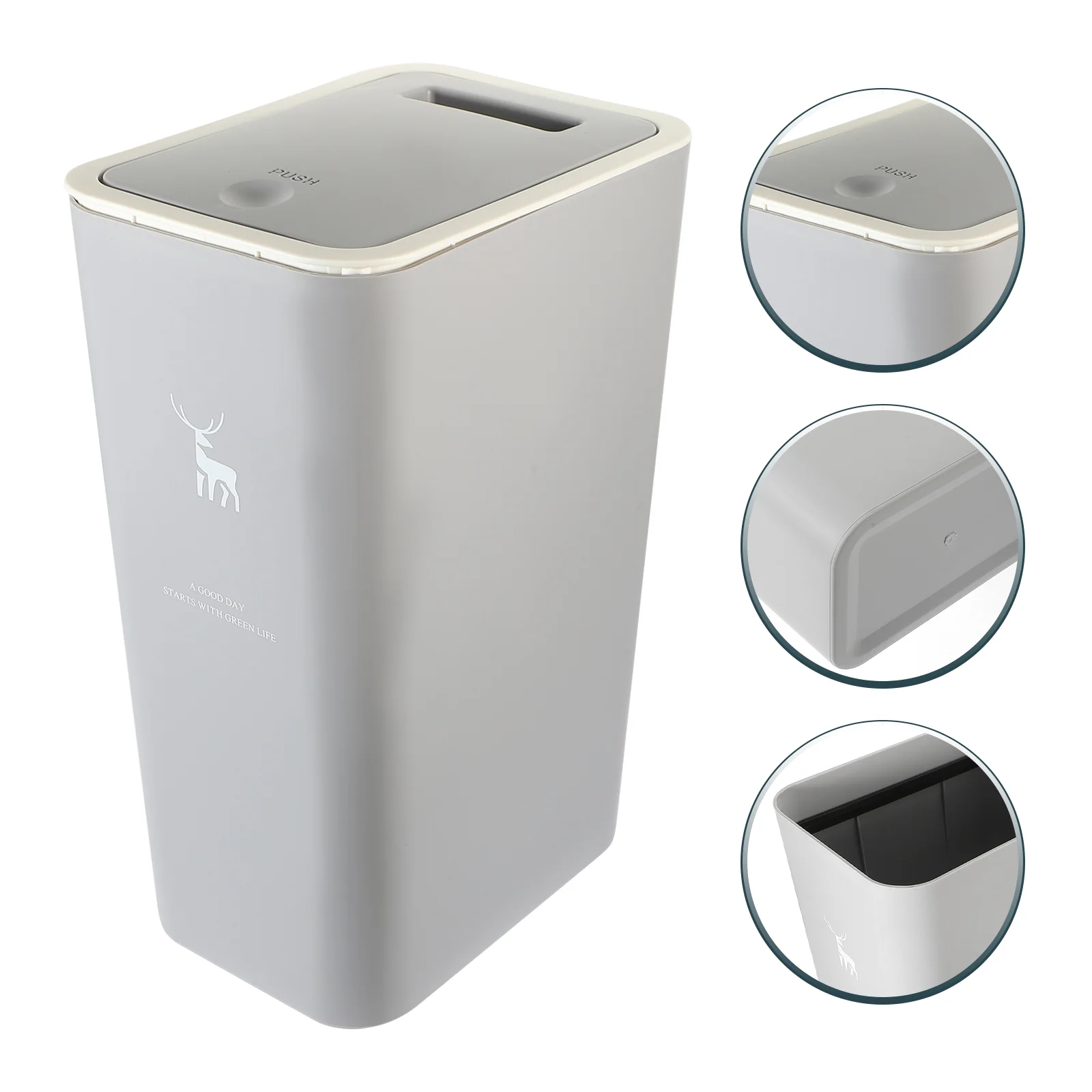 Slim Wastebasket with Lid Narrow Trash Can Kitchen and Bathroom Slit Press-type Storage Bucket Garbage Bin Pp Office