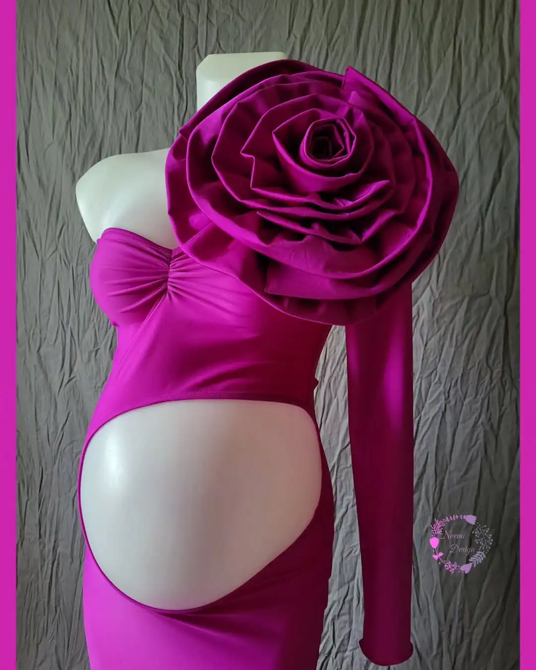 أنيقة واحدة الكتف طويل حورية البحر فساتين للحمل الفوشيه اليدوية زهرة فستان الحوامل قطع البطن استحمام الطفل ثوب حفلة