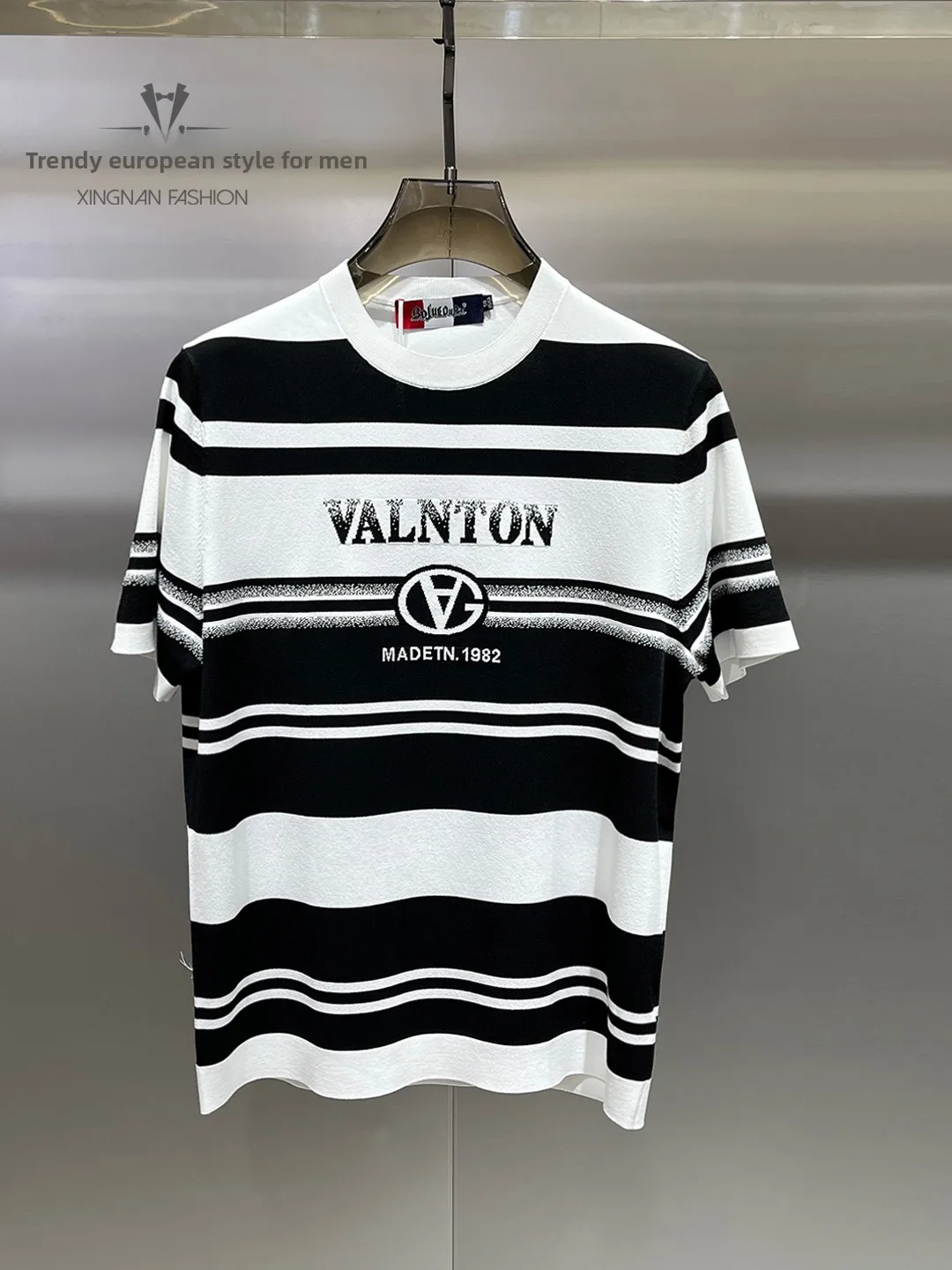 

Модная мужская футболка с коротким рукавом из трикотажа в полоску, облегающая, из ледяного шелка, с цветовыми блоками, летняя, охлаждающая