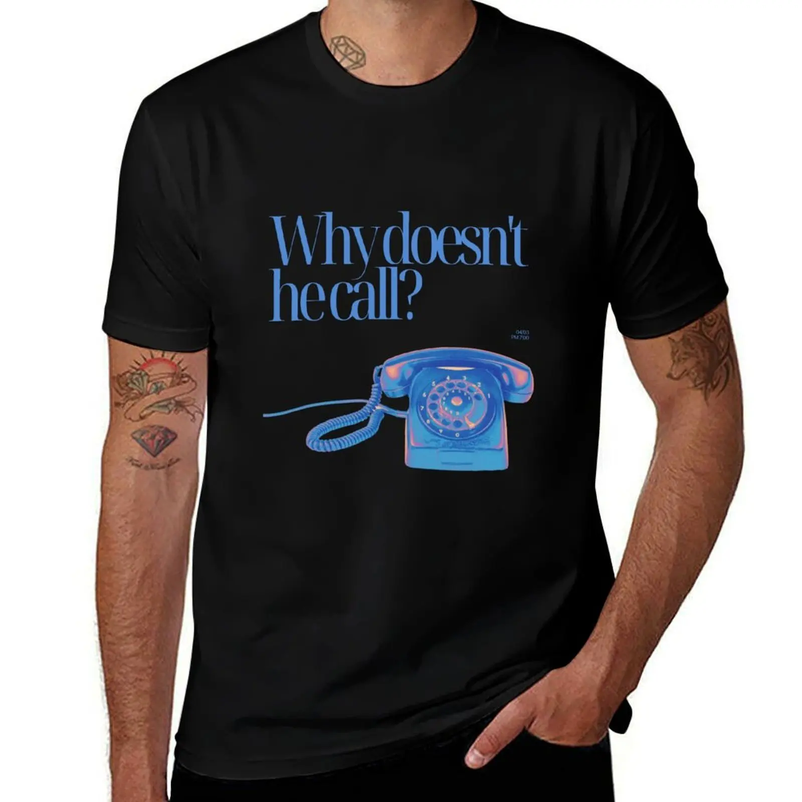 

Vintage Why doesn't he call blue esthetic retro phone T-Shirt street wear customizeds oversize t-shirts man clothes for men