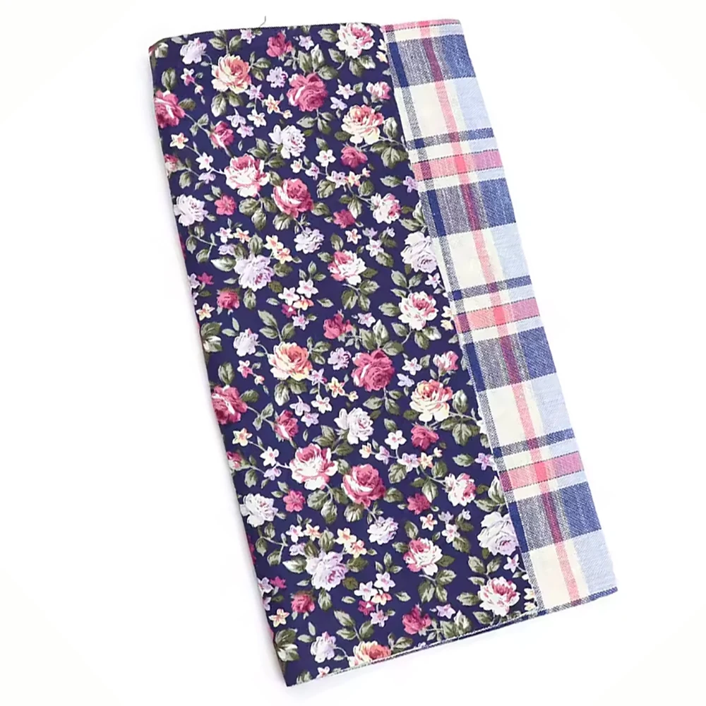 Nieuwste CottonTwo Side Floral Plaid Cotton Pocket Square Zakdoek Casual Narrow Lover's Day Wedding Dagelijks gebruik Pakaccessoire