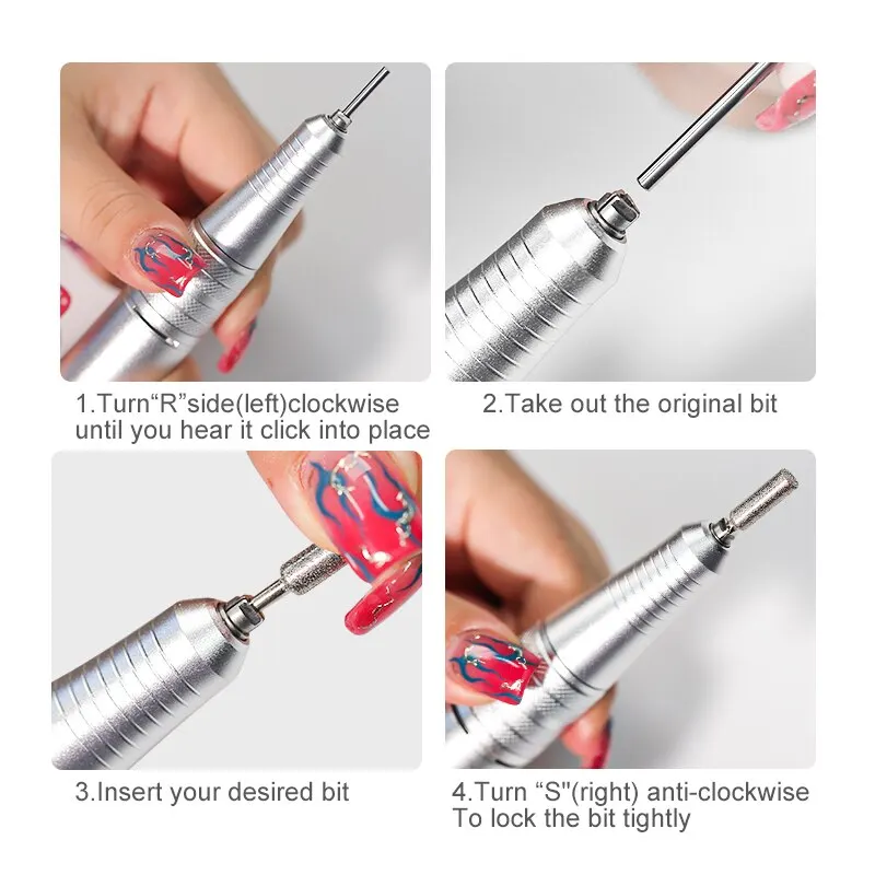 Limegirl 35000 tr/min perceuse à ongles électrique manucure pédicure professionnel ongles perceuse tour fraises à faible bruit Kit de lime à ongles