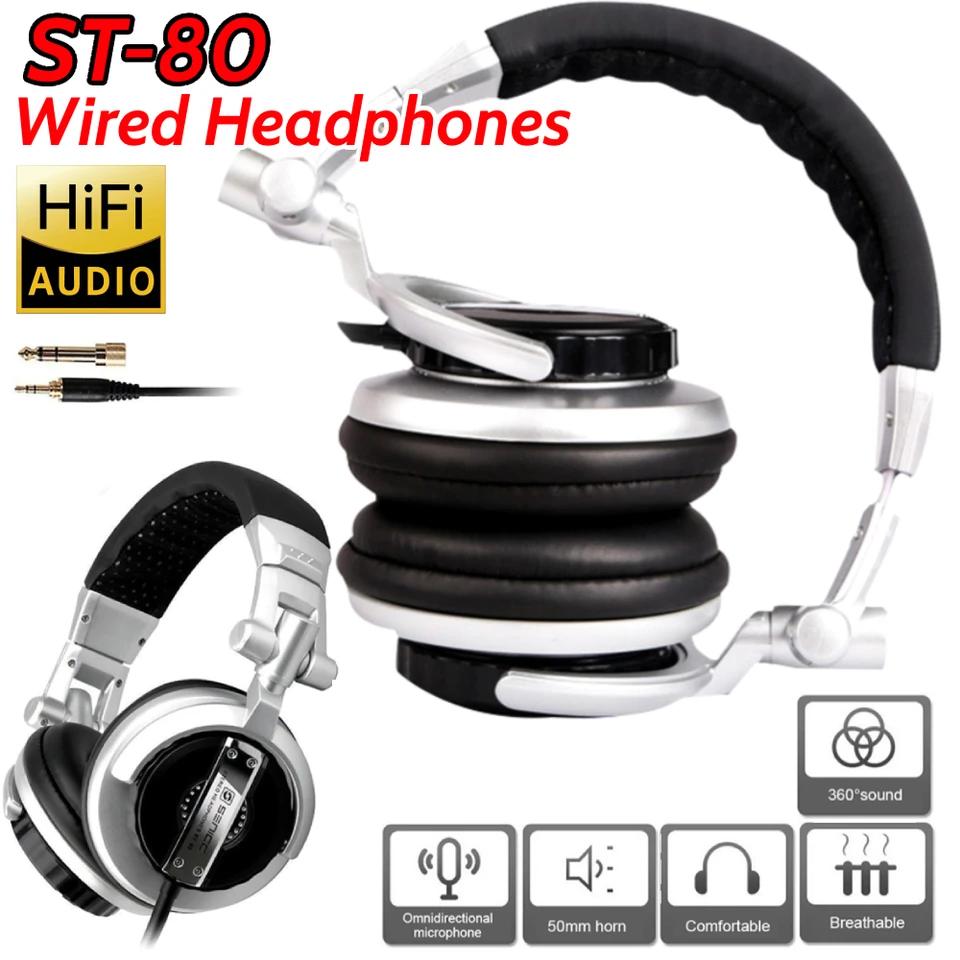 ST-80 3.5mm Jack HIFI Recording Studio Monitor Earphones DJ Music