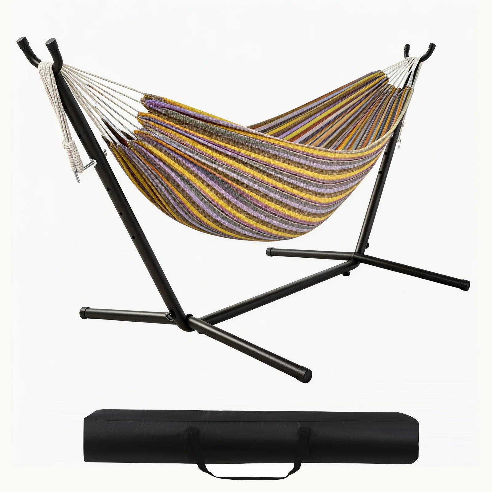 Colorful printed canvas hammock outdoor vacation portable folding striped hammock source manufacturer cross-border spot supply