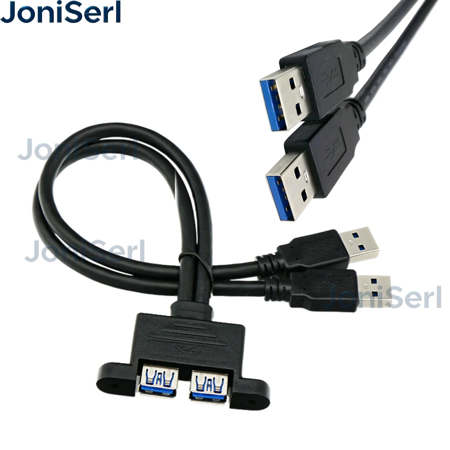 USB3.0 dual-port high-speed charging data extension cable male-to-master screw hole can fix the chassis 9-wire core 5gbps speed