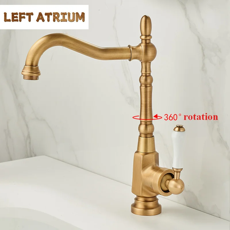 Vintage brass countertop basin faucet bathroom bathroom counter basin European style hot and cold water faucet