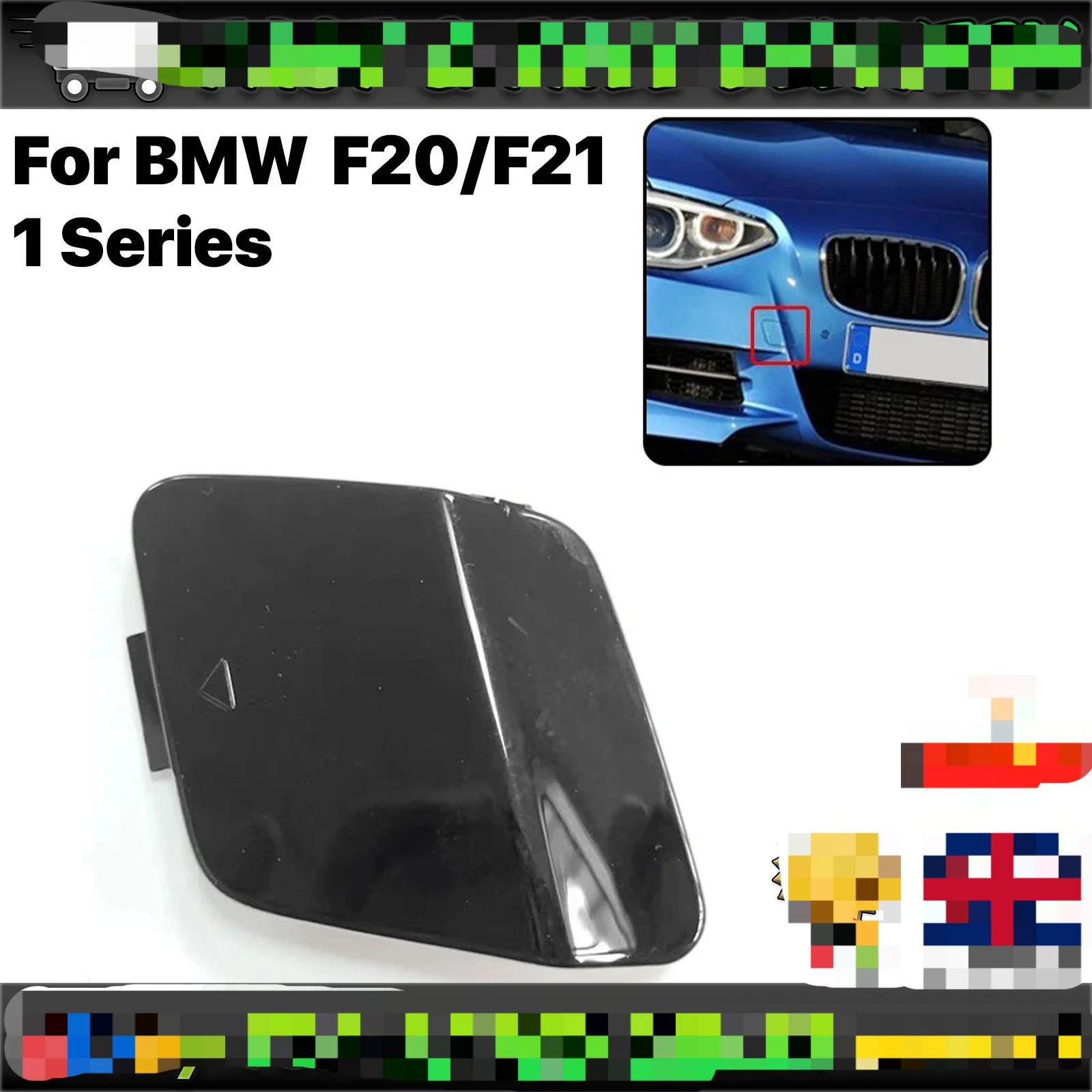 

Automotive Front Bumper Tow Bar Cover Black 51118053828 Suitable For BMW F20 F21 M Models Eye-Catching Trim Piece