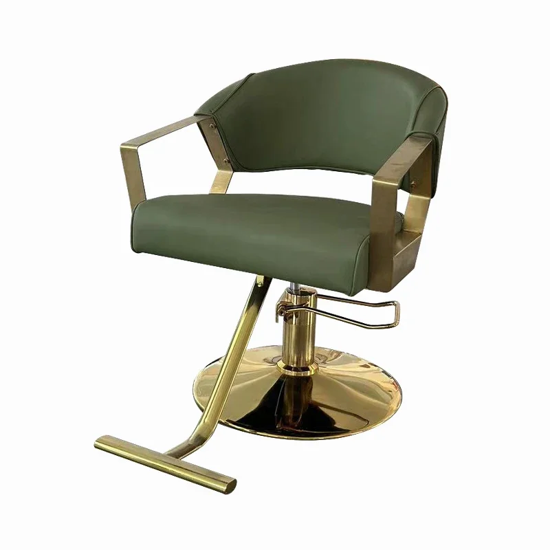 

Luxury Gold Round Stainless Steel Base Small Styling Chair Modern Beauty Hair Salon Portable Barber Chair