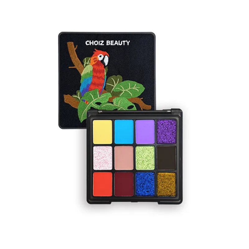 CHOIZ BEAUTY 12-Color Sparkle Eyeshadow Palette Glitter & Shimmer Makeup Kit, Highly Pigmented Colorful Eye Shadow Palette