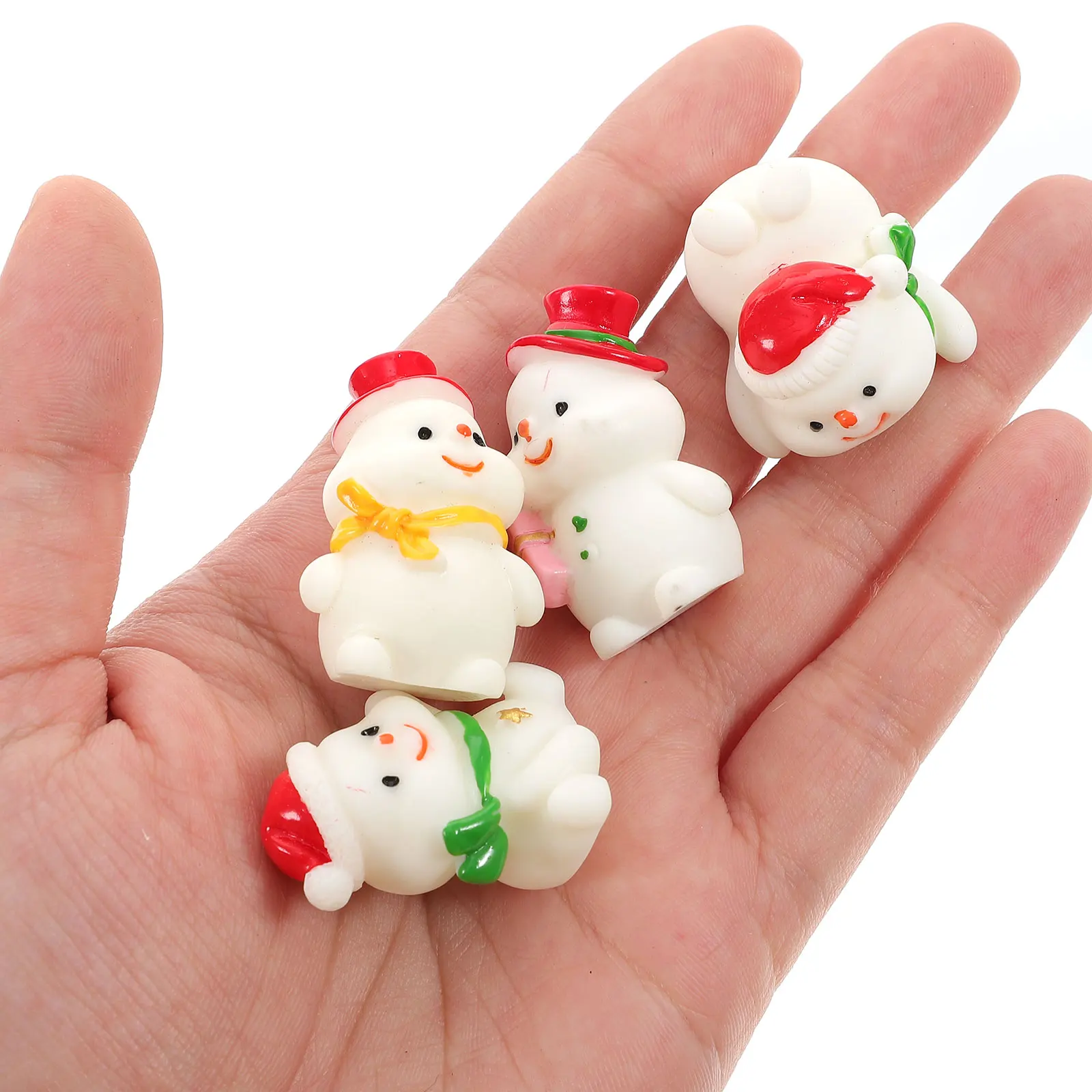 

4 Pcs Miniature Snowman Statue Resin Figurines Holiday Decorations Xmas Tabletop Crafts Micro landscape naments Winter Tiny