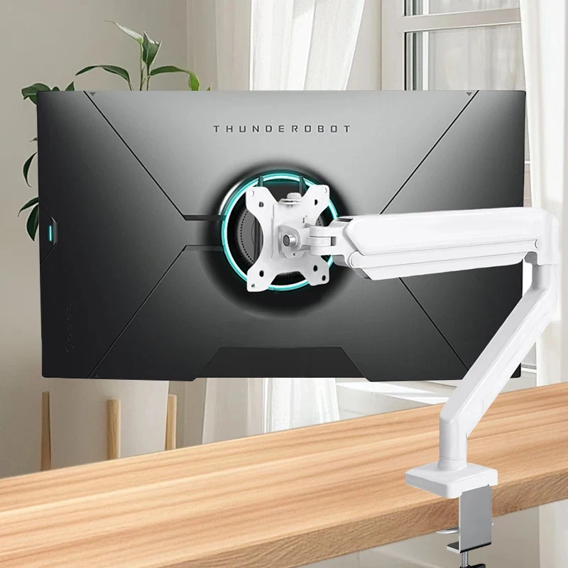 

Height Adjustable Single Monitor Arm for 13-32 Inch Screens C-Clamp & Grommet Mount Home Office Desk Stand