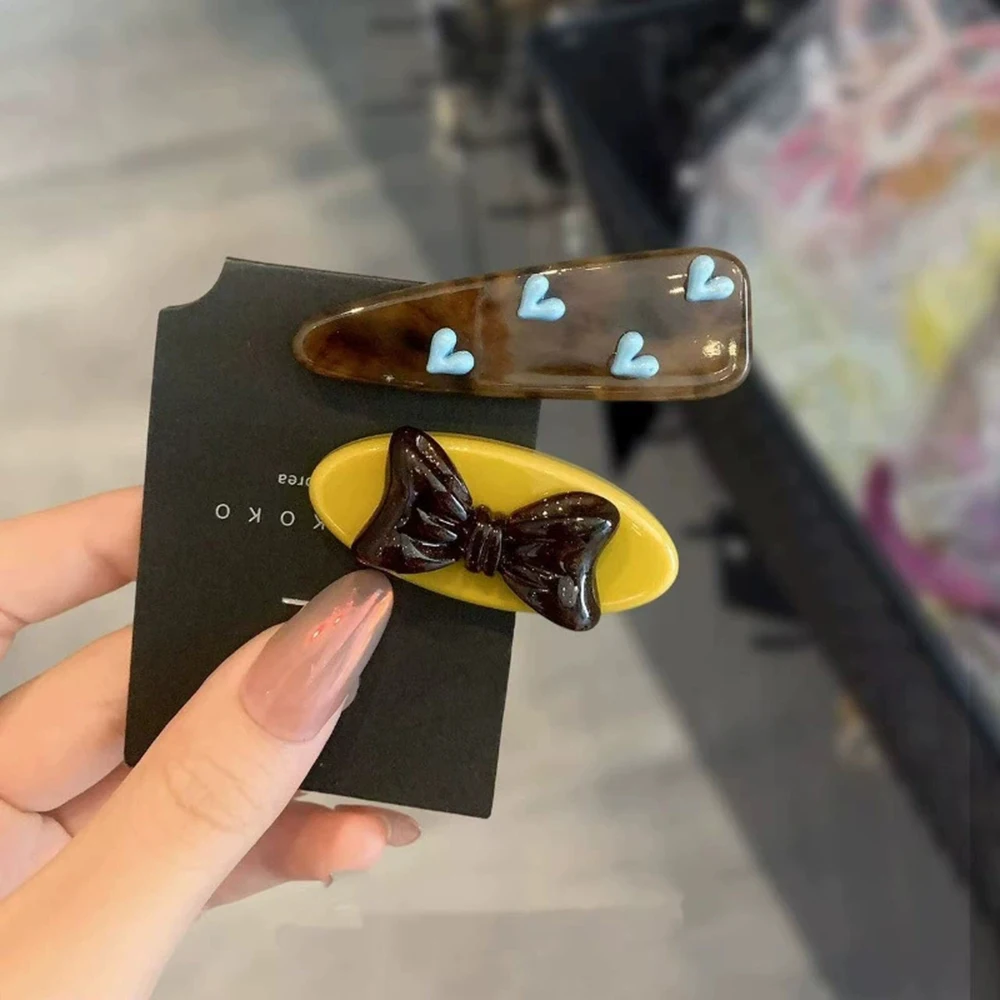 مشبك شعر رائع على شكل فيونكة على شكل قلب، مشبك جانبي فريد من نوعه، مشبك شعر بيضاوي، هدية إكسسوارات شعر للطلاب