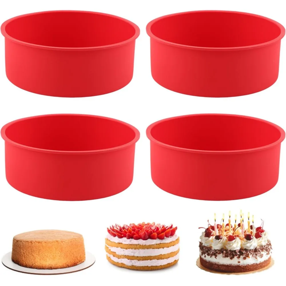 Silicone Cake Mold 4 Pack 6 Inch Nonstick Round Baking Pan Silicone Cake Mold for Cheesecake Layer Cake Oven Baking Kitchen Home
