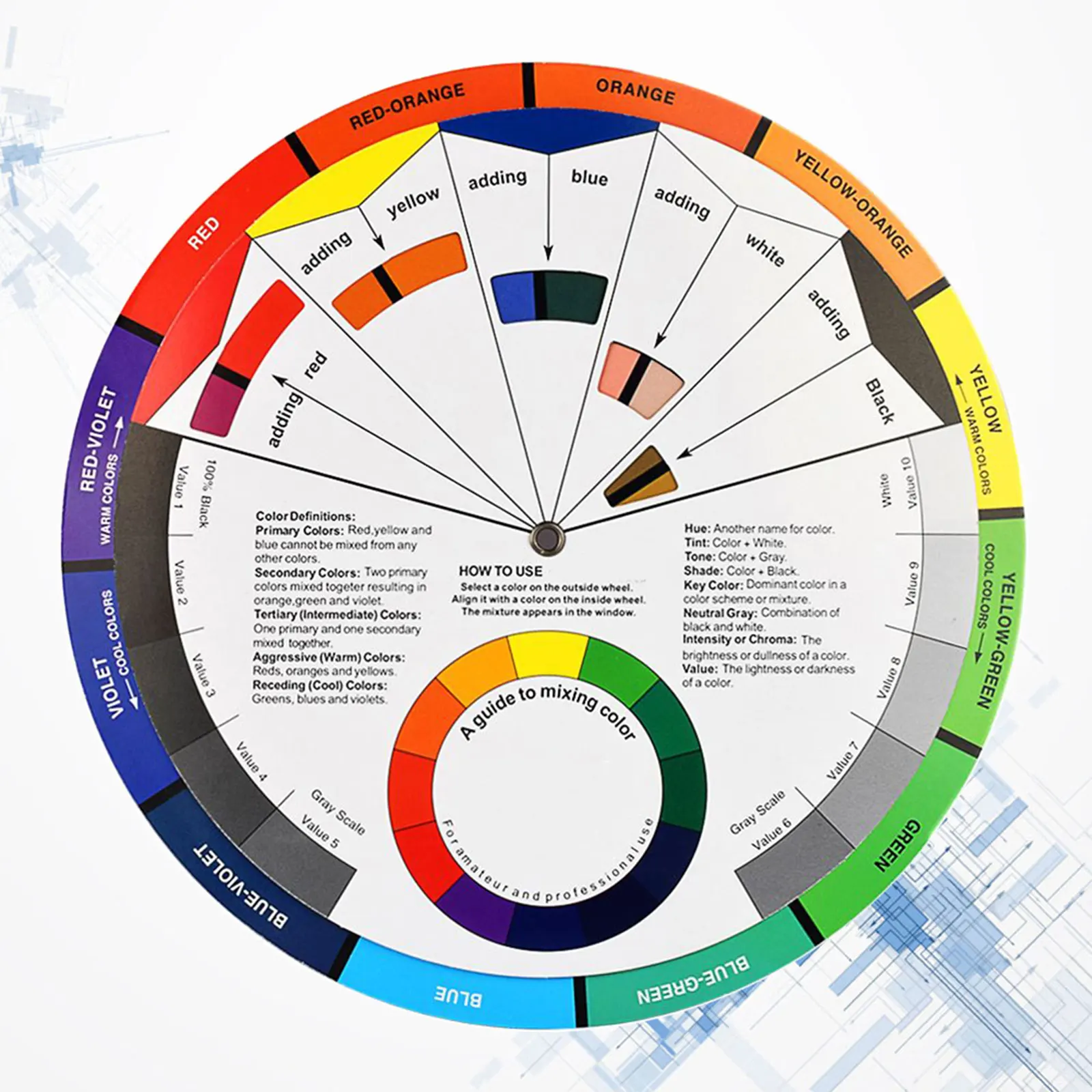 Round Color Card Pigment Wheel Professional Color Wheel Color Tool