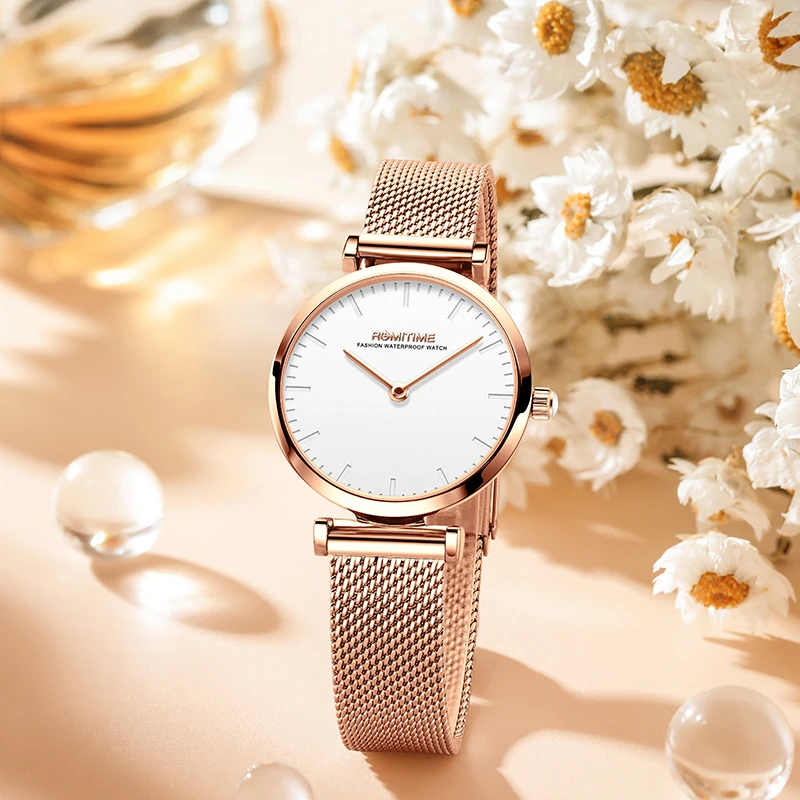

ROMITIME женские часы элегантные простые модные водонепроницаемые сетчатый ремешок из нержавеющей стали кварцевые наручные часы подарки для женщин