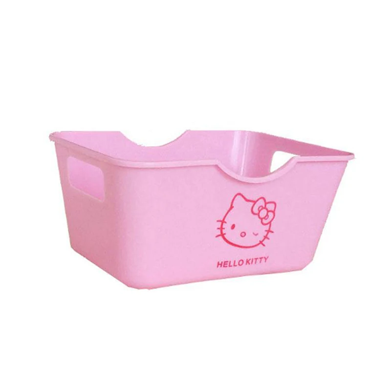 Anime Sanrio Hello Kitty Desktop Storage Box Cute Cartoon Cosmetic Storage Basket Pink Rectangle Organizer Girls Jewelry Box