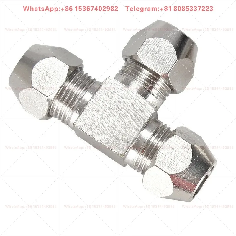 10PCS Copper nickel plated card sleeve joint high-pressure copper tube T-shaped three-way valve