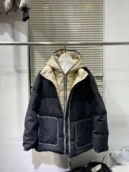 Chaqueta de plumón de lana con capucha extraíble para mujer, abrigo de alta calidad, abertura lateral, cremallera bidireccional, blanco, 24 B * C