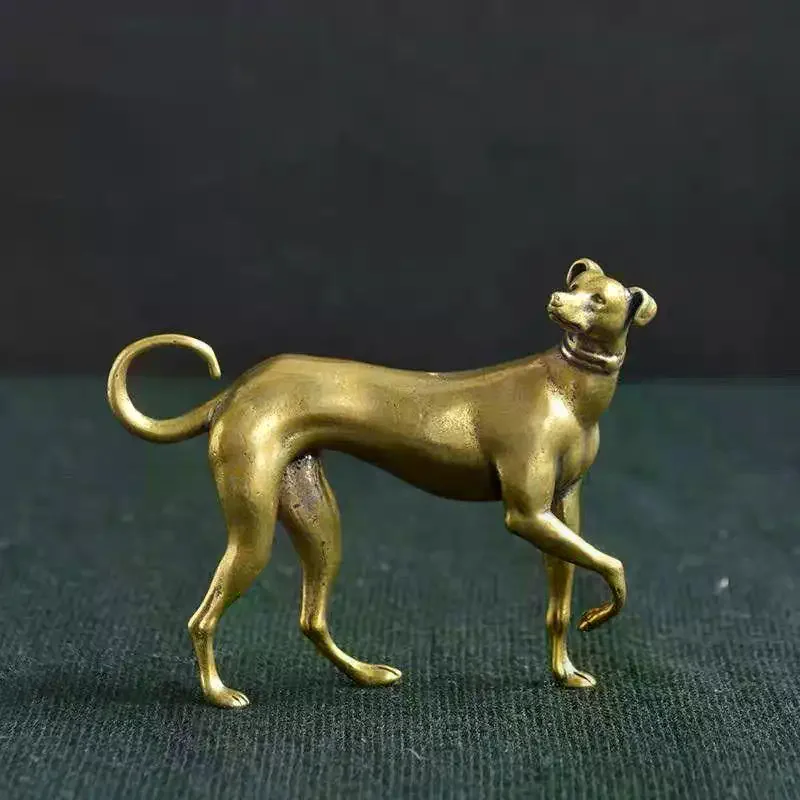 1Pcs Vintage Copper Animal Miniatures Figurines Decorations Gifts Solid Brass Loyal Dog Desk Ornaments Home Decor Crafts