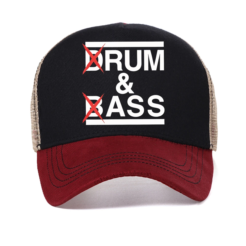 

Retro Drum And Bass letter print baseball cap fashionable creative men's women's mesh snapback hat Breathable casual trucker hat