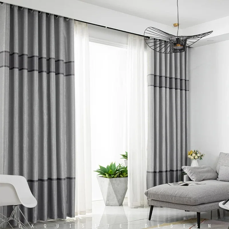 New Design High Quality Stripe Modern Ready Made Blackout Curtain for Living Room Badroom Customized Shading Window Curtains