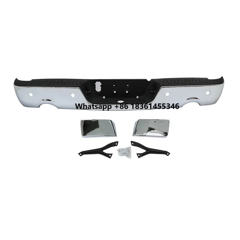 

Cutting Style Chrome Rear Bumper Assembly W/ Exhaust Holes W/Sensor Holes for 2009-2018 1500