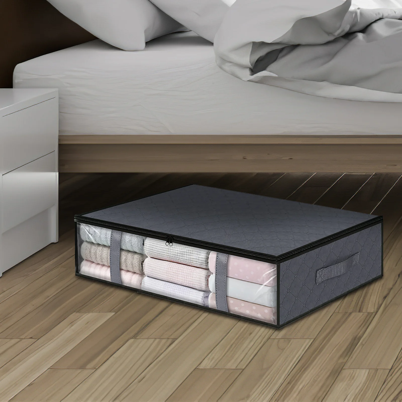 2 قطعة أكياس تخزين القماش السميكة غير المنسوجة مقابض نافذة واضحة سعة كبيرة الملابس لحاف تخزين المنزل المنظمون مقاوم للماء #6