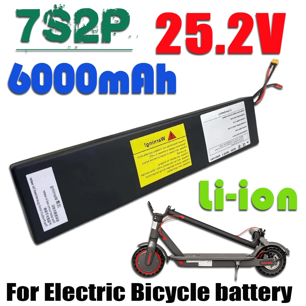 

100% New 18650 7S2P Battery Pack 25.2V 6000mAh Li-ion Rechargeable Battery Built in BMS For Electric Scooter