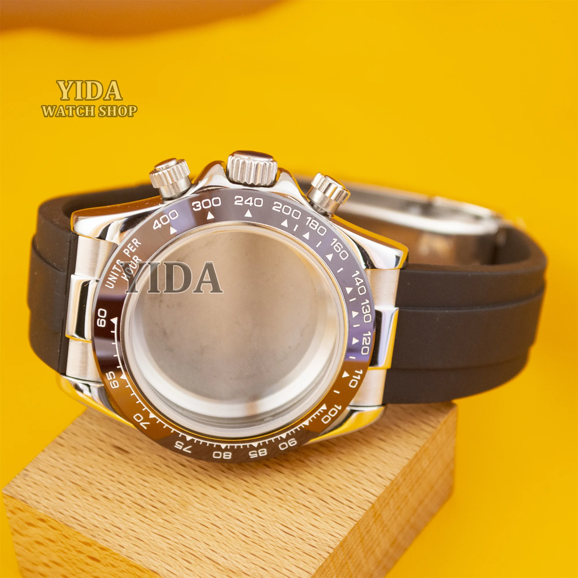 

VK63 Chronograph Case Rubber Strap 10ATM Waterproof Sapphire Glass Mod Case fit VK63 Quartz Movement 39mm Watch case Accessories