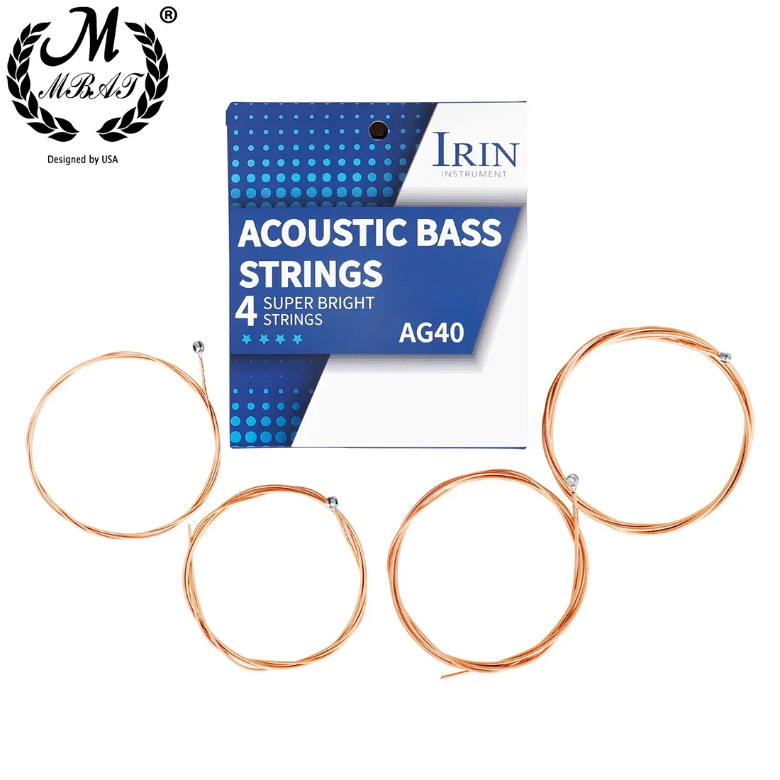 M MBAT Acoustic Bass Strings 4 Strings Steel Hexagonal Core Coated Copper Alloy Wound Silver Ball-End Acoustic Bass String Parts