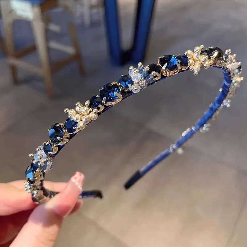 

Korean Fashion Hair Accessories for Women Headband French Retro Rhinestone Hair Bands Band New Minimalist Compression Headbands