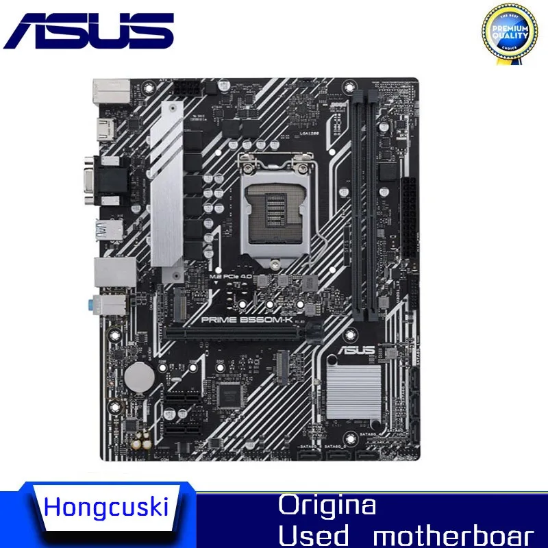 For Asus PRIME B560M-K Original Desktop Used for Intel B560 DDR4 PCI-E 3.0 Motherboard LGA 1200 USB3.0 M.2 SATA3