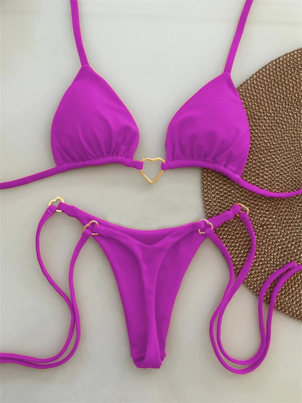 Micro Sling Extrem Bikini Heart String Swimsuit Backless Swimwear Women Triangle Bikinis Tanga Holiday Beach Suit Bathing Outfit