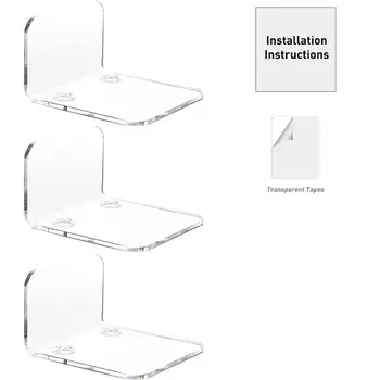 3 יחידות מדף מצלמות מעקב אקריליק דבק קיר הר מעמד אחסון מתלה לפריטים קטנים בסלון חדר אמבטיה חדר שינה 6 best sales מדפים דביקים - №6