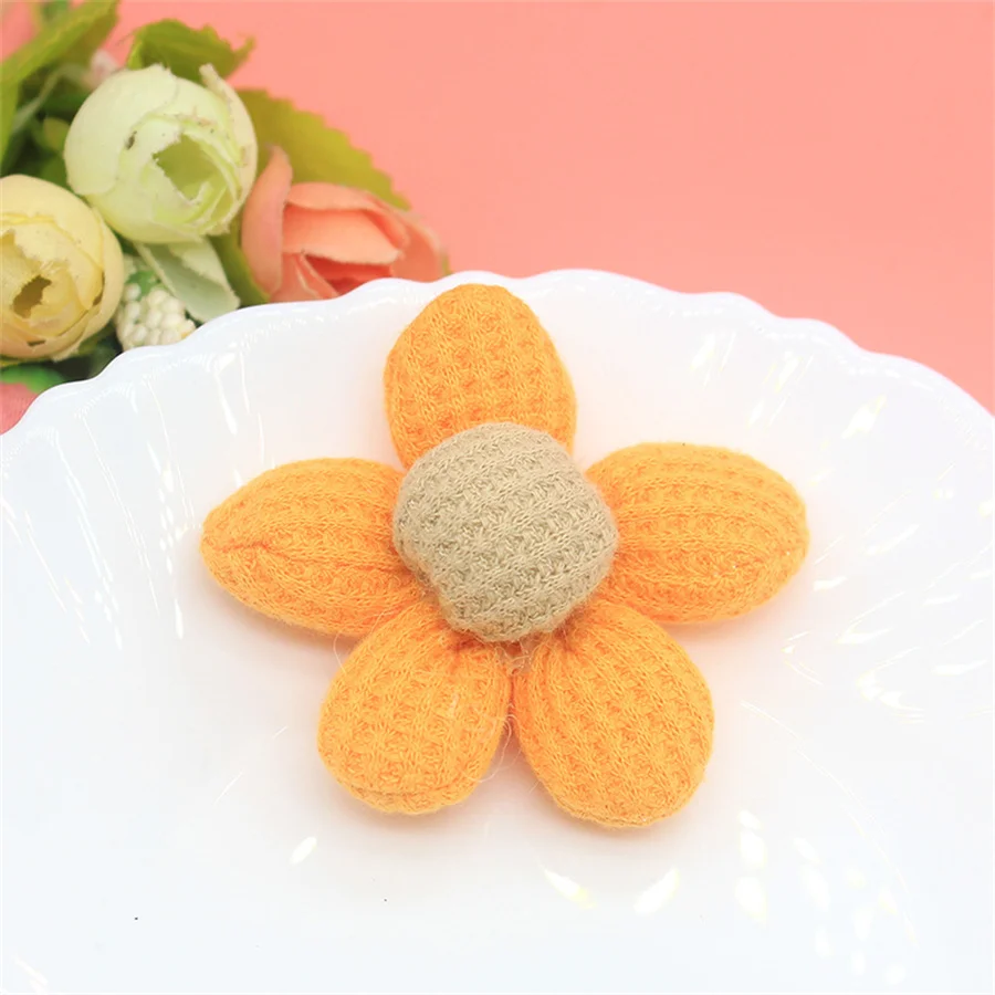 Tecido xadrez verão cinco-pétala flor applique artesanato para vestuário menina grampo de cabelo acessórios saco meia decoração remendo em vendas