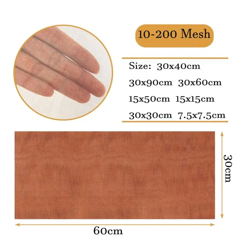 Malla de alambre tejido de cobre, filtro de tela de blindaje, pantallas de tamiz seco, Red de señal, suministro Dental de laboratorio, 1 unidad, 10-200