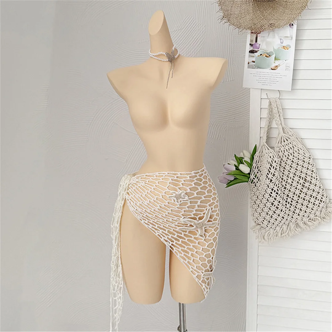 Neues 3D-Stern-Hohlmuster-Häkel-Sarong-Pareo-Strandkleid, Strandkleidung, Strandmode, Strandüberwurf, Überwürfe, Damen, V7309 – Detail 9