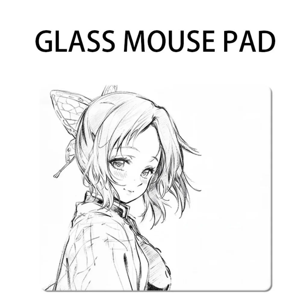 

Black White Anime Girl Glass Gaming Mouse Pad Tempered Glass Mouse Pads Anime Large Size Mouse Pad PC Esports Gaming Mouse Pad
