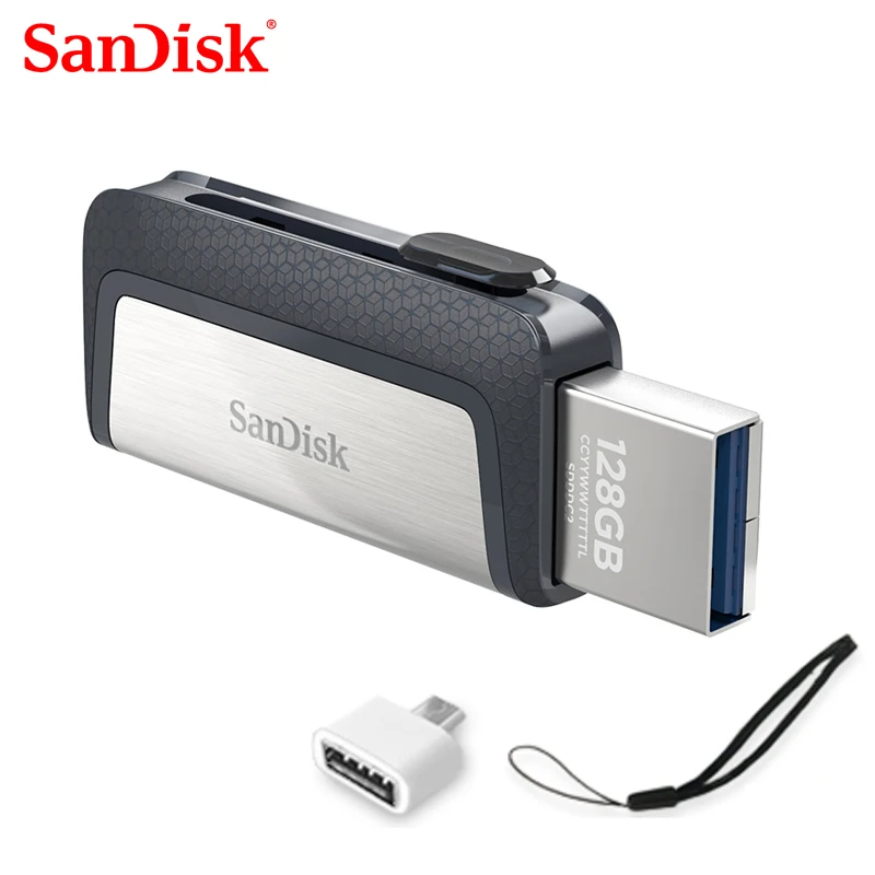 محرك أقراص فلاش SanDisk USB 3.1 سعة 128 جيجابايت SDDDC2 عالي السرعة من النوع C محرك أقراص فلاش OTG مزدوج 64 جيجابايت محركات أقراص قلم 16 جيجابايت و150 ميجابايت/ثانية كمبيوتر 32 جيجابايت للأعمال