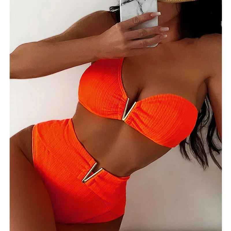 Bikinis sexys negros 2025, traje de baño de cintura alta para mujer, traje de baño para mujer, trajes de baño, conjunto de Bikini brasileño, ropa de playa, bañista