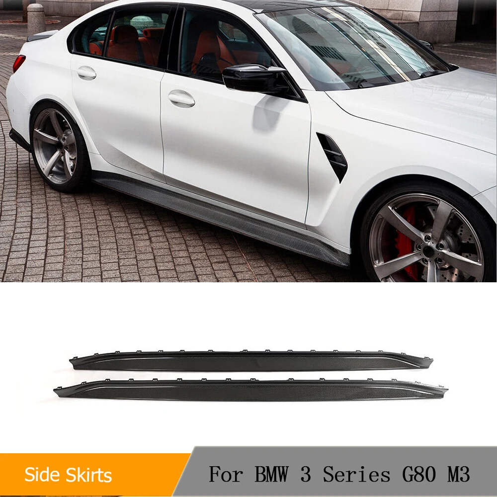 Car Side Skirts Body Kits For BMW 3 Series G80 M3 2019 - 2022 Car Body Kits Side Door Bumper Skirts Extension Lip Carbon Fiber