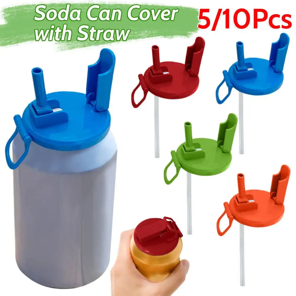 5/10PCS Soda Can Cover Sealed Silicone Straw Beverage Can Cover Cup Cov Suitable For Canned Beverage Reusable Tank Cover