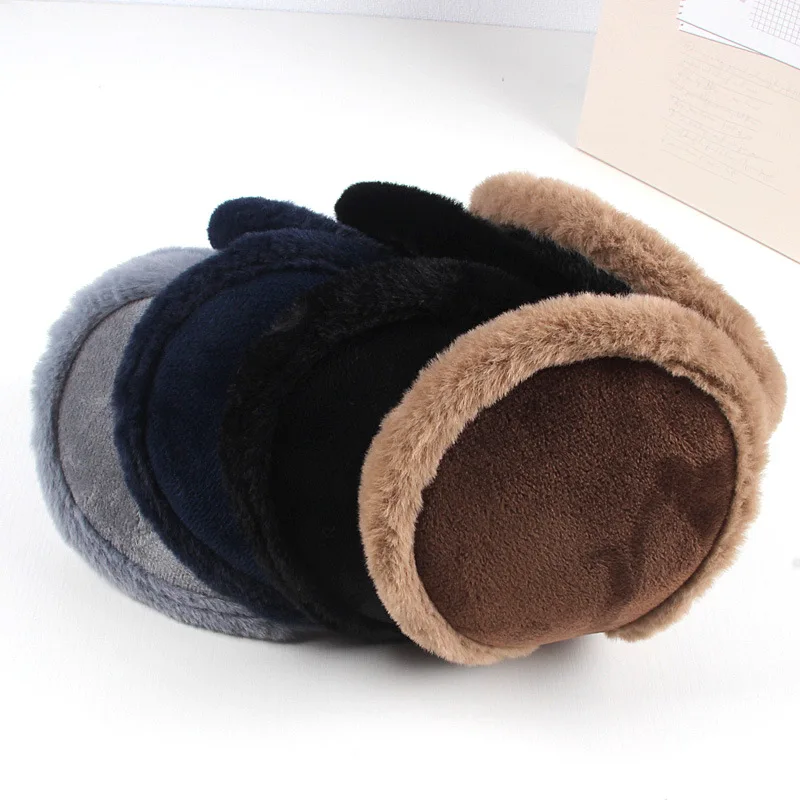 Aquecedor de ouvido macio para homens e mulheres, moda à prova de frio, Earmuffs grossos monocromáticos, proteção Earflap, luxuoso, ao ar livre, inverno