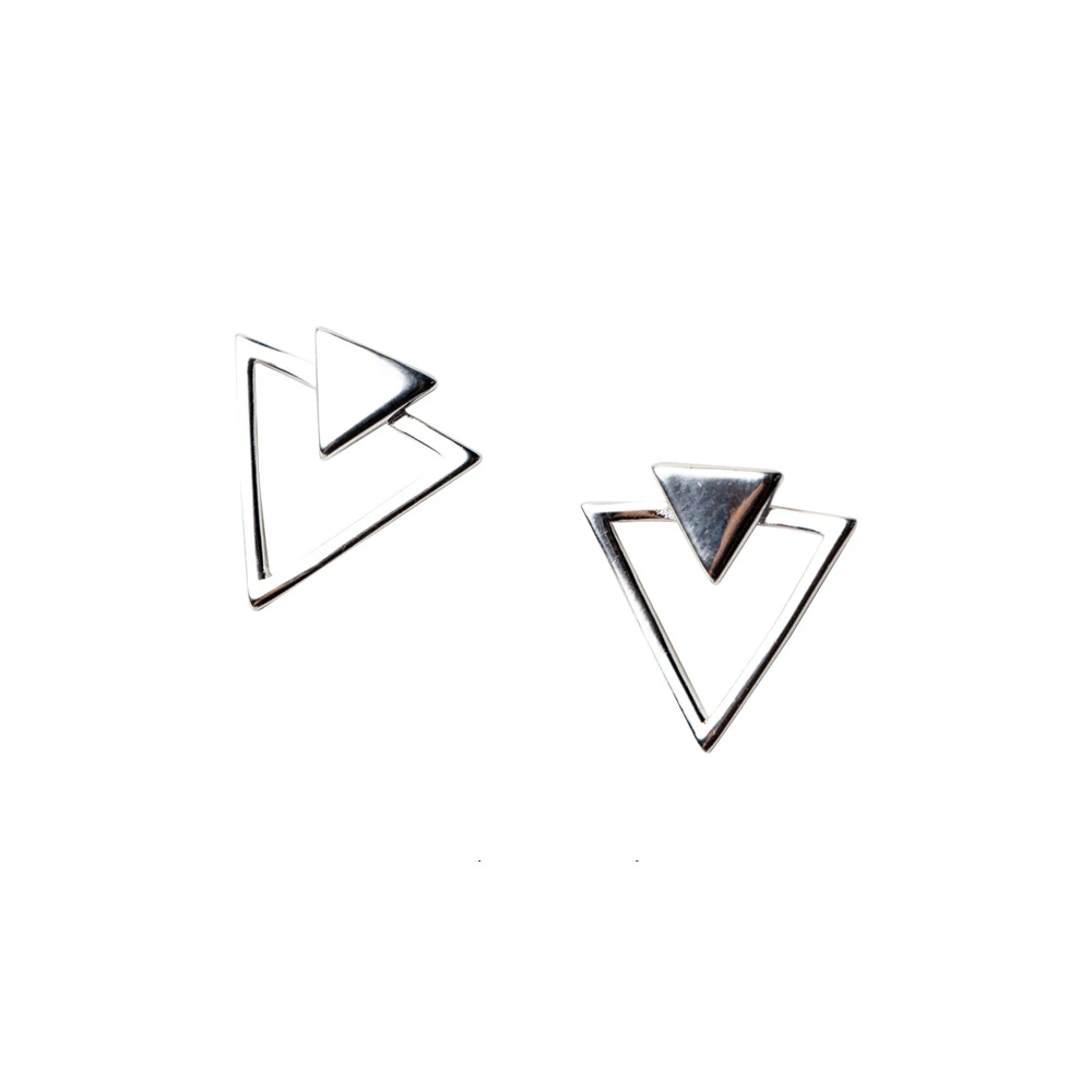 Modian Simple Silver Triangle Stud Earrings 100% Real Sterling Silver 925 Jewelry For Women Classic Party Elegant Studs Ear