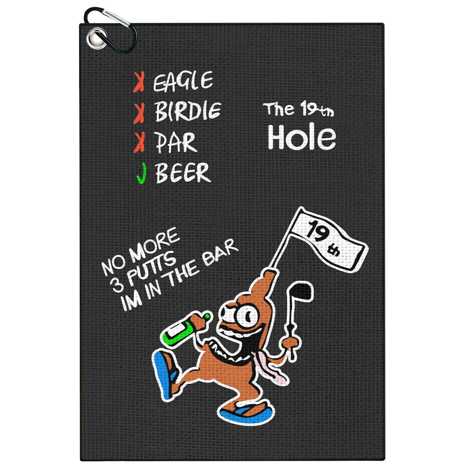1pc Black Golf Towel, Funny Cartoon Print, Absorbent Cleaning Towel, Golf Accessories Gift for Men and Women