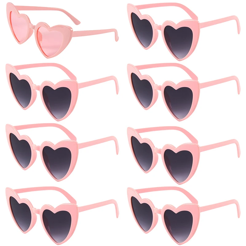 Coração Shaped Sunglasses para Bachelorette Party, noiva para ser dama de honra presentes, casamento Bridal Shower Decors, rosa e branco óculos, 8