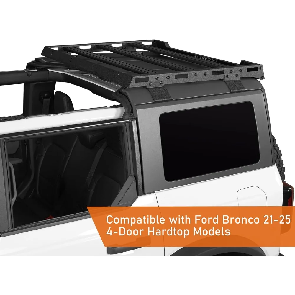 سلة البضائع الخلفية العارضة لـ 2021-2025 Ford Bronco 4 أبواب هاردتوب، رف سقف نصف قصير، تصميم حصري