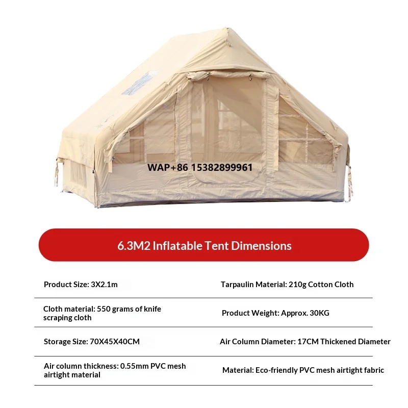 

6.3 Khaki Cotton Canvas Tent for Outdoor Overnight Rainproof Camping & Glamping Accessories