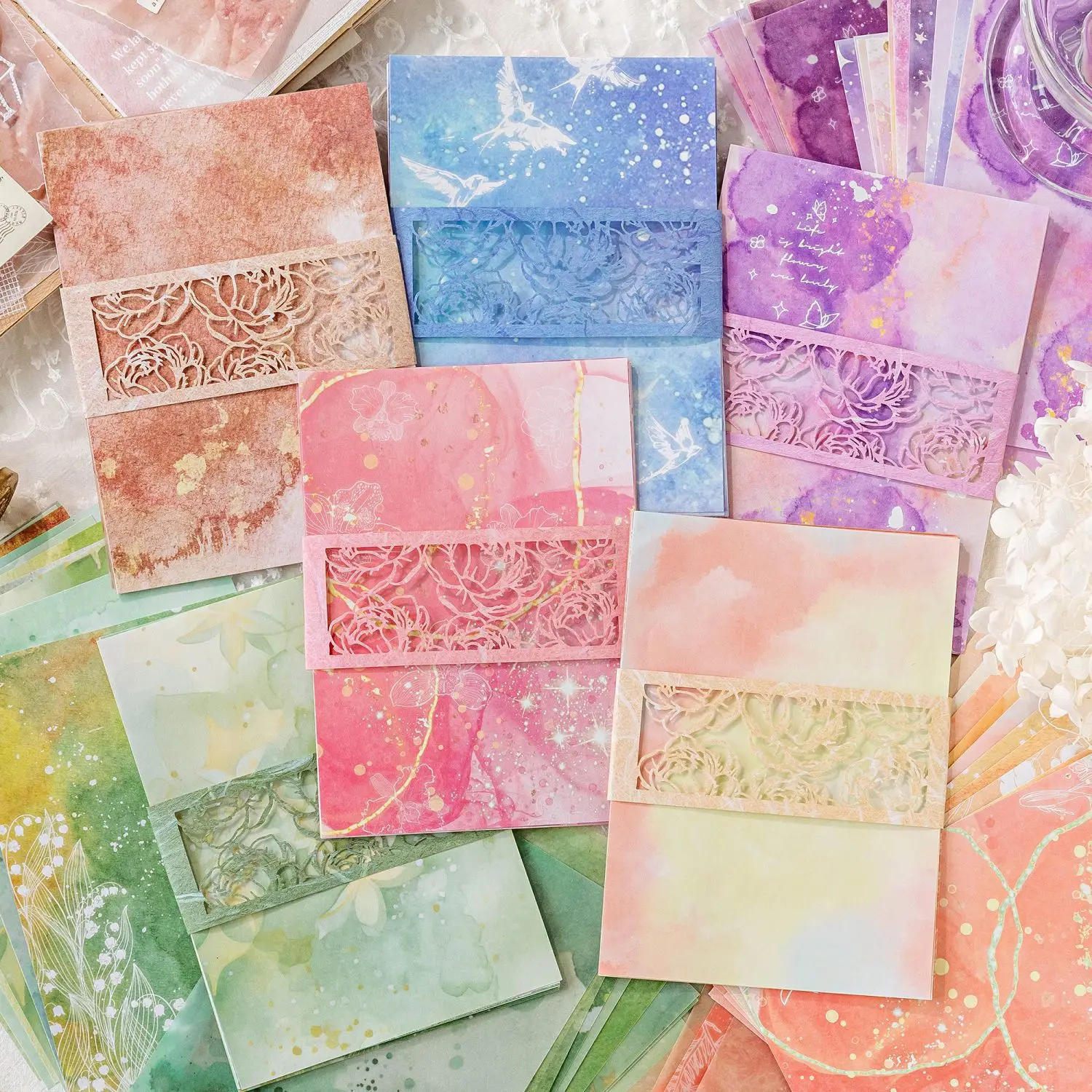 20 ชิ้น/ล็อต Memo Pads วัสดุกระดาษ smudge ไดอารี่ DIY Scrapbooking การ์ดขยะ Journal Retro พื้นหลังตกแต่งกระดาษ